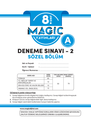 8.SINIF MAGİC YAYINLARI 2.DENEME 2023-2024